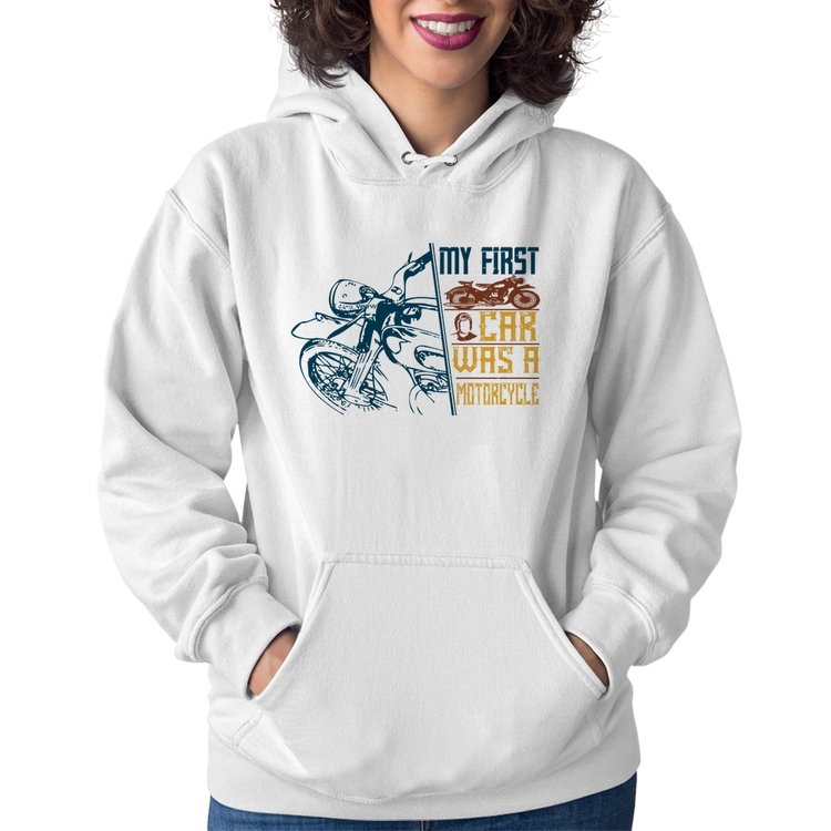 Moletom Feminino My First Car Was A Motorcycle - Branco