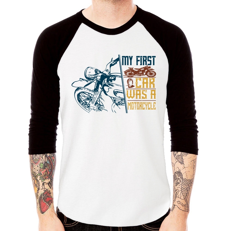 Camiseta Raglan My First Car Was A Motorcycle Manga 3/4