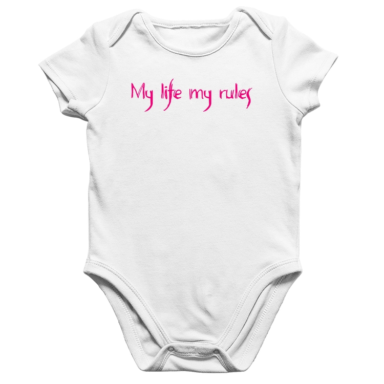 Body Bebê Algodão My Life My Rules - Branco