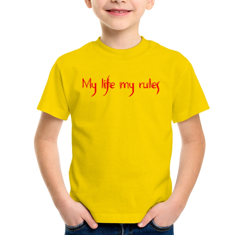 Camiseta Infantil My Life My Rules - Amarela