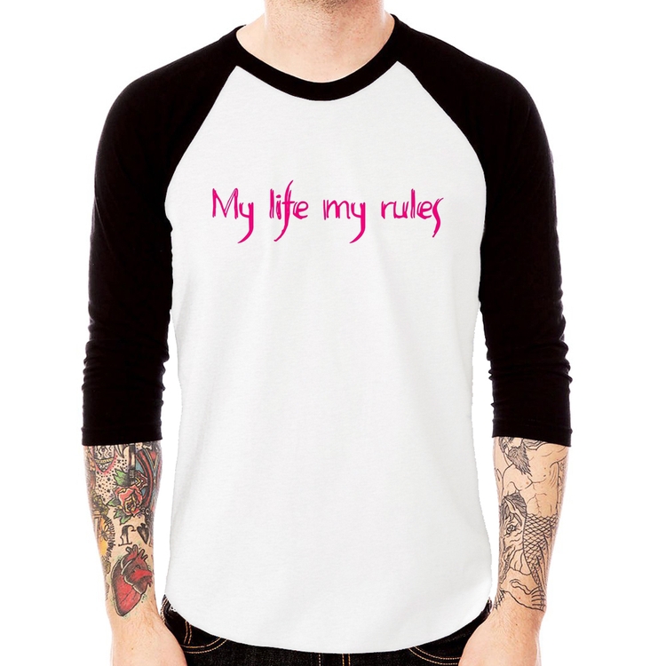Camiseta Raglan My Life My Rules Manga 3/4