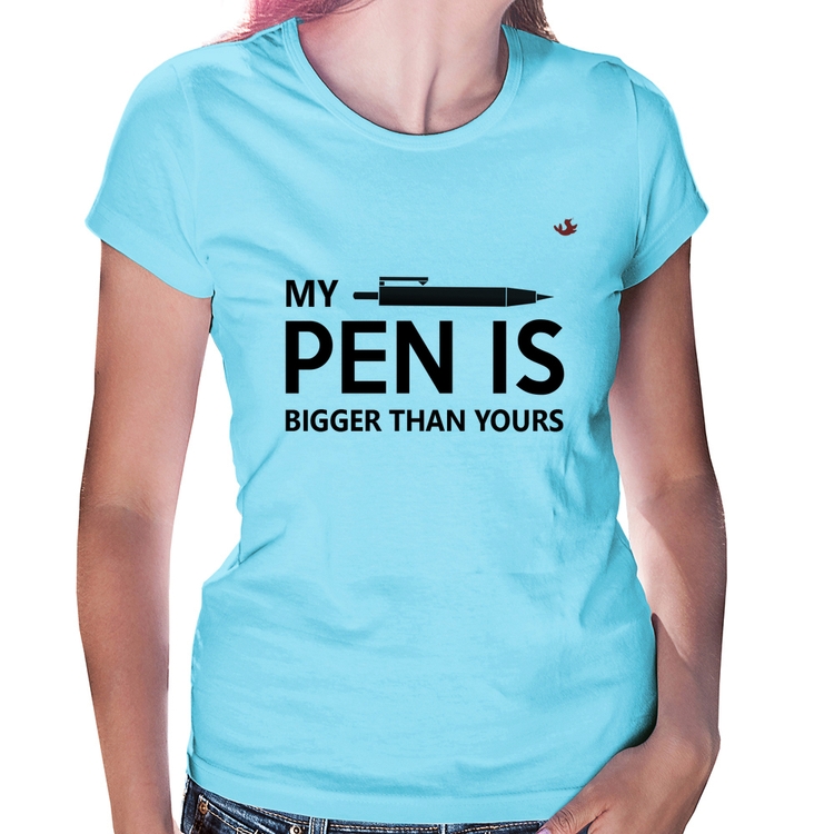 Baby Look My pen is bigger than yours - Azul Bebê