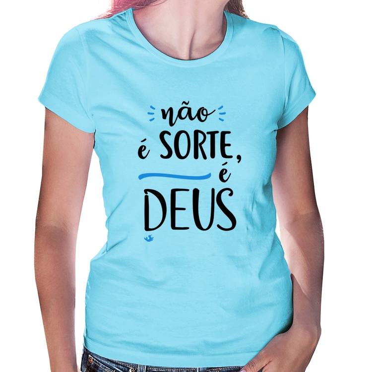 Baby Look Não é sorte, é Deus - Azul Bebê
