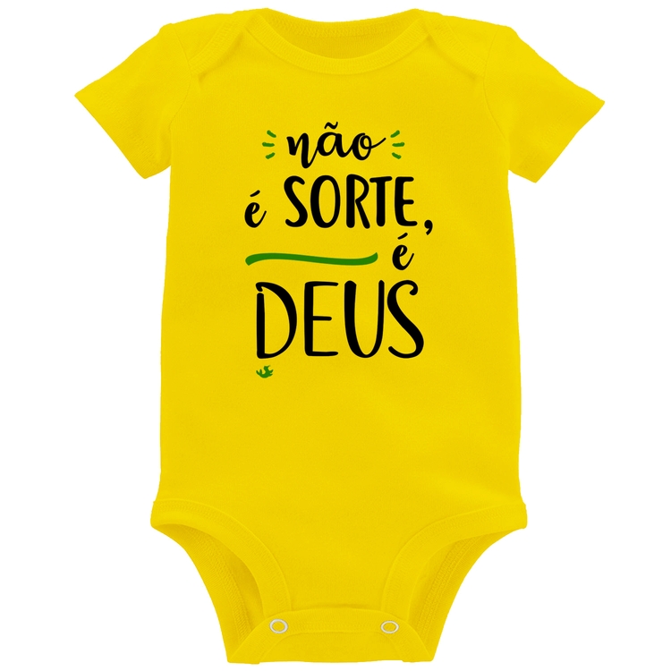 Body Bebê Não é sorte, é Deus - Amarelo