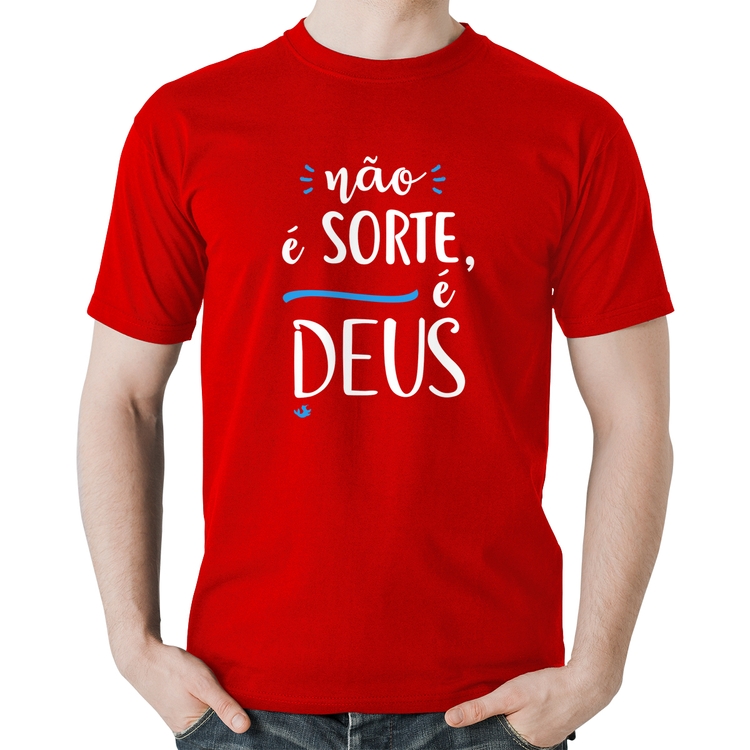 Camiseta Algodão Não é sorte, é Deus - Vermelha