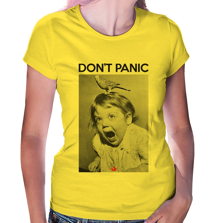 Baby Look Não entre em pânico - Amarela