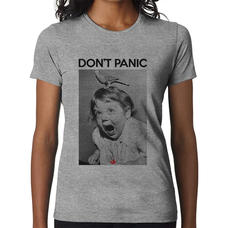 Baby Look Não entre em pânico - Cinza