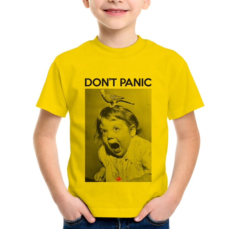 Camiseta Infantil Não entre em pânico - Amarela