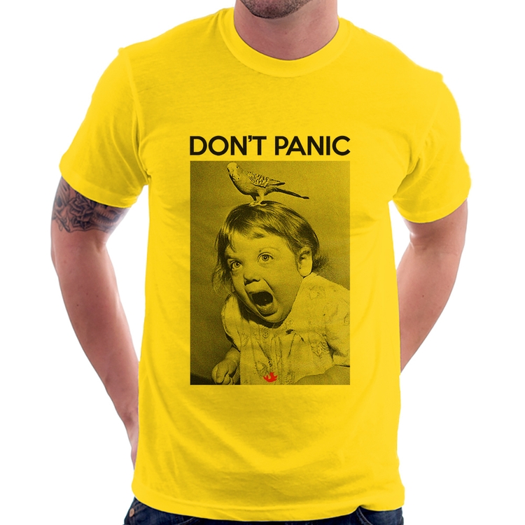 Camiseta Não entre em pânico - Amarela