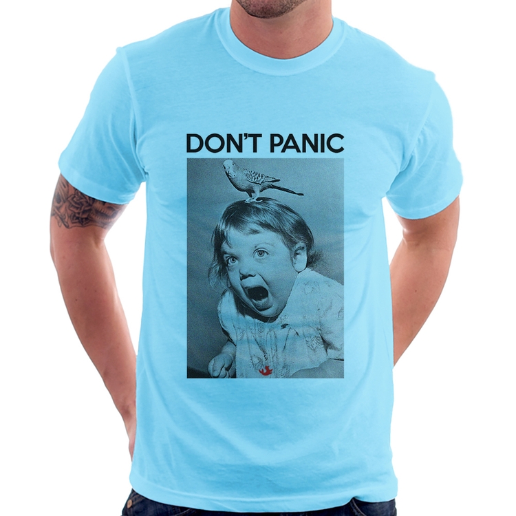 Camiseta Não entre em pânico - Azul Bebê