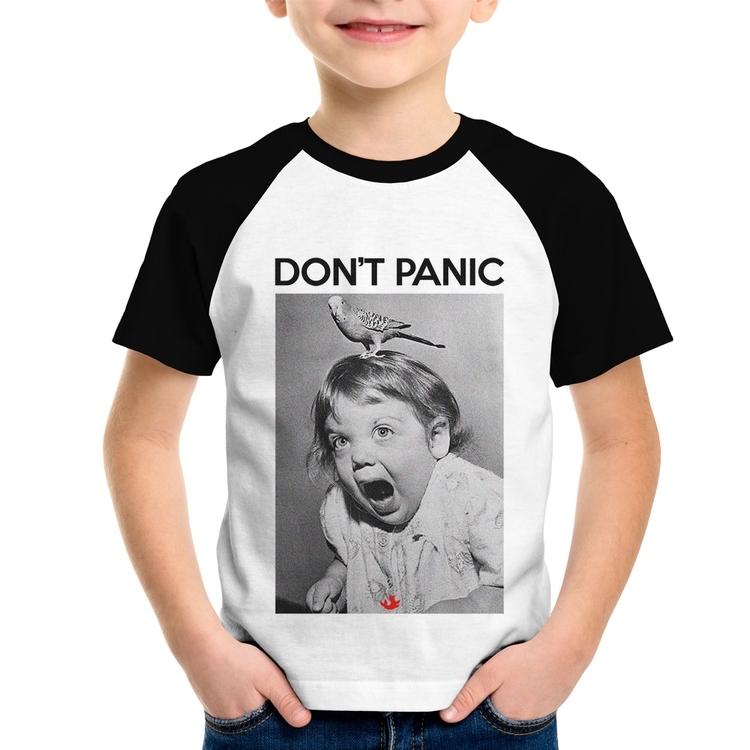 Camiseta Raglan Infantil Não entre em pânico