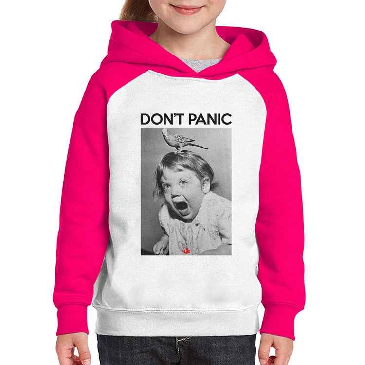 Moletom Infantil Não entre em pânico - Branco/Rosa