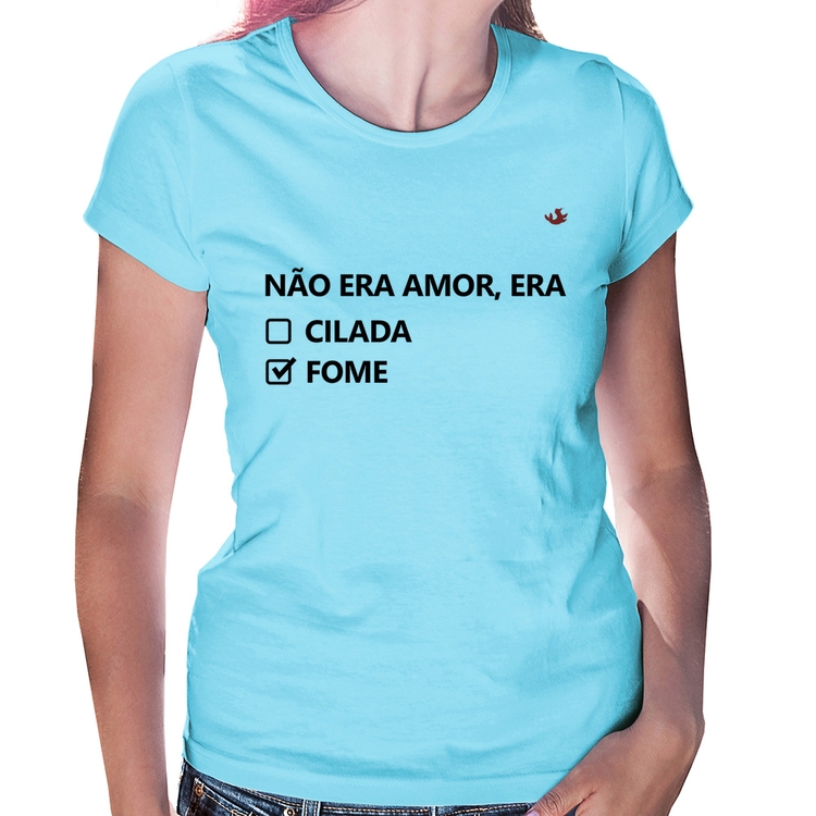 Baby Look Não era amor, era fome - Azul Bebê