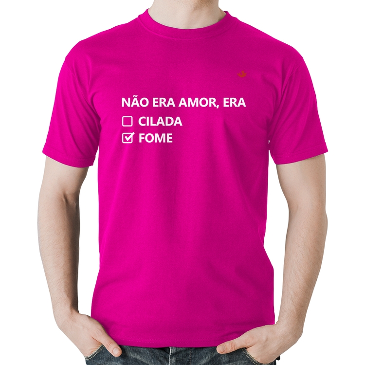 Camiseta Algodão Não era amor, era fome - Rosa