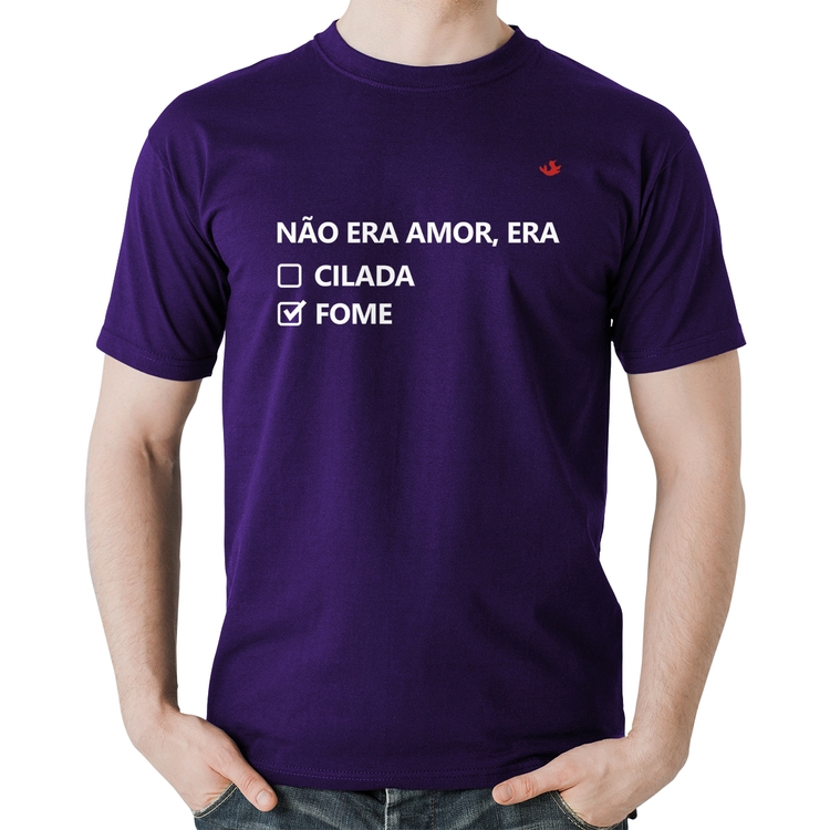 Camiseta Algodão Não era amor, era fome - Roxa