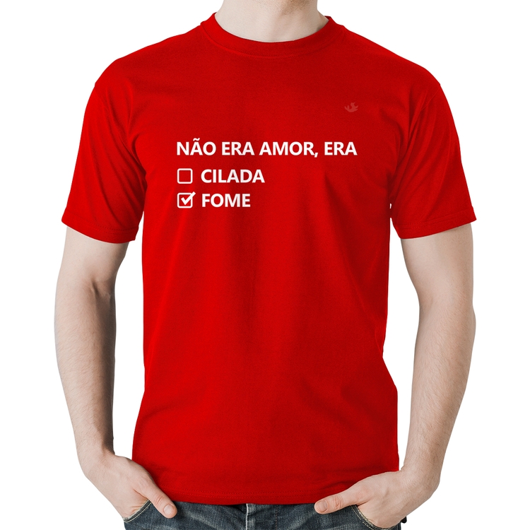 Camiseta Algodão Não era amor, era fome - Vermelha