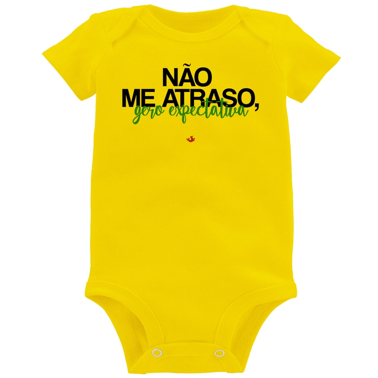 Body Bebê Não me atraso, gero expectativa - Amarelo