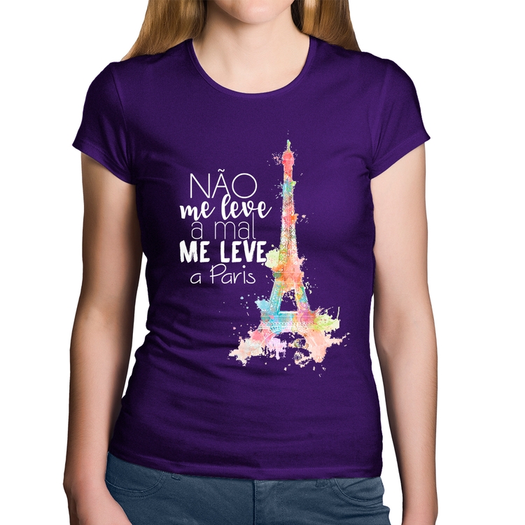 Baby Look Algodão Não me leve a mal, me leve a Paris - Roxa