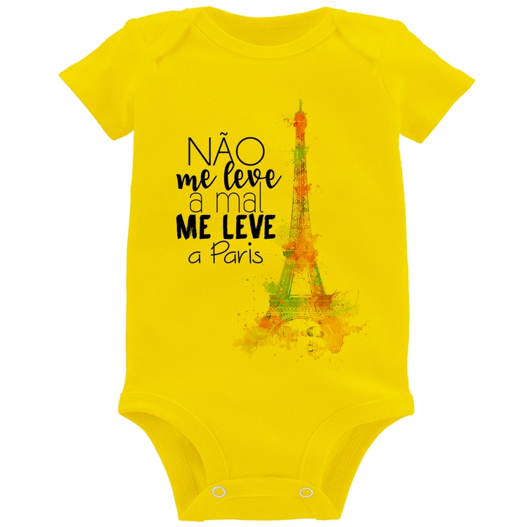 Body Bebê Não me leve a mal, me leve a Paris - Amarelo