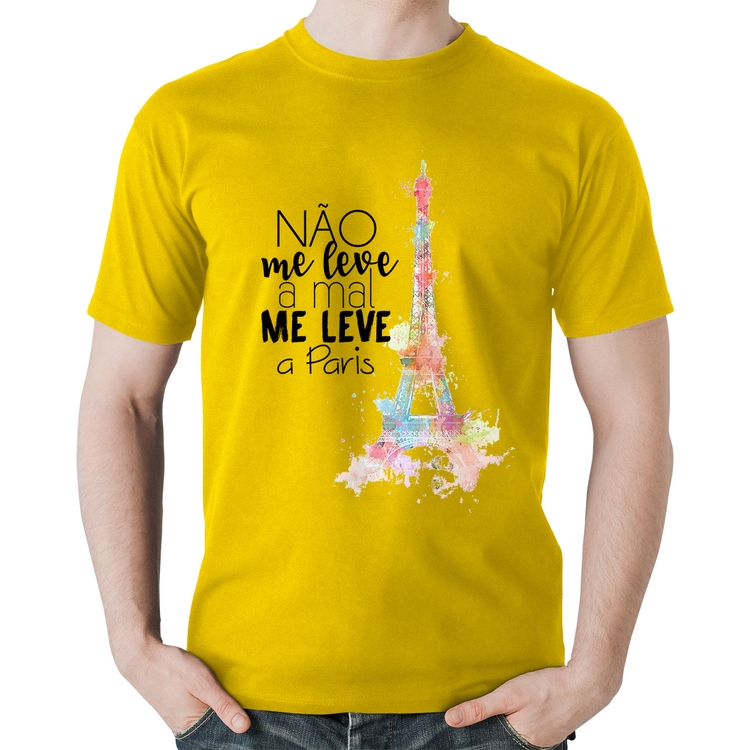 Camiseta Algodão Não me leve a mal, me leve a Paris - Amarela