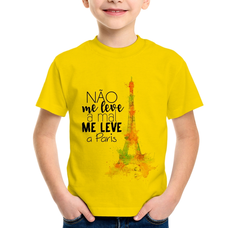 Camiseta Infantil Não me leve a mal, me leve a Paris - Amarela
