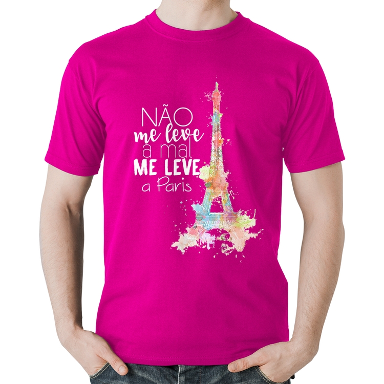 Camiseta Algodão Não me leve a mal, me leve a Paris - Rosa