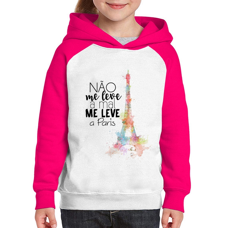 Moletom Infantil Não me leve a mal, me leve a Paris - Branco/Rosa
