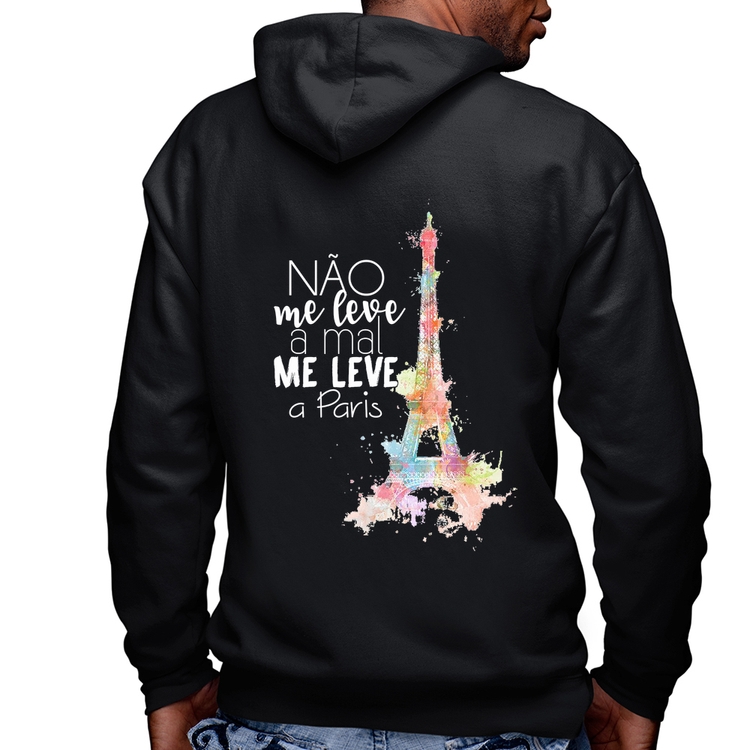 Blusa Moletom Não me leve a mal, me leve a Paris Masculina com Capuz e Zíper