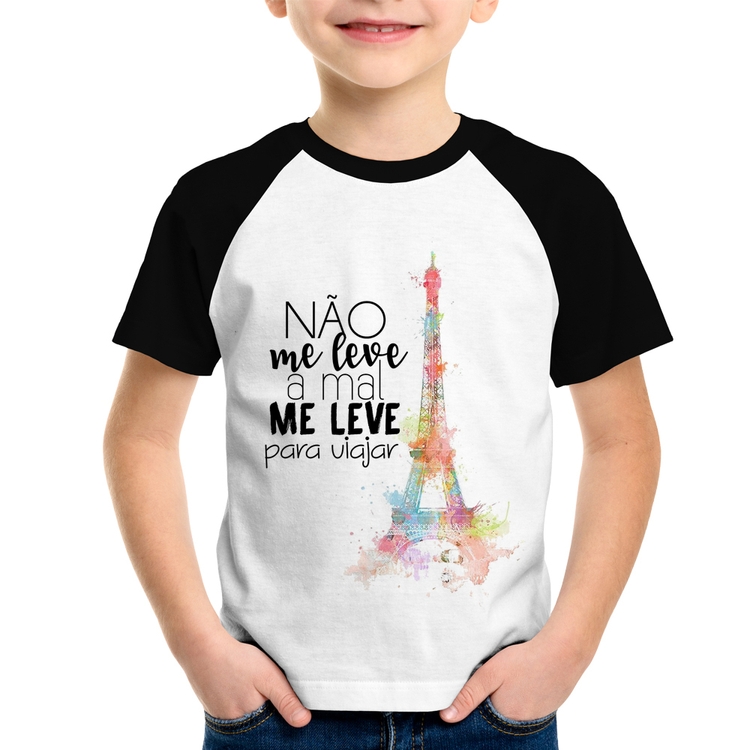 Camiseta Raglan Infantil Não me leve a mal, me leve para viajar