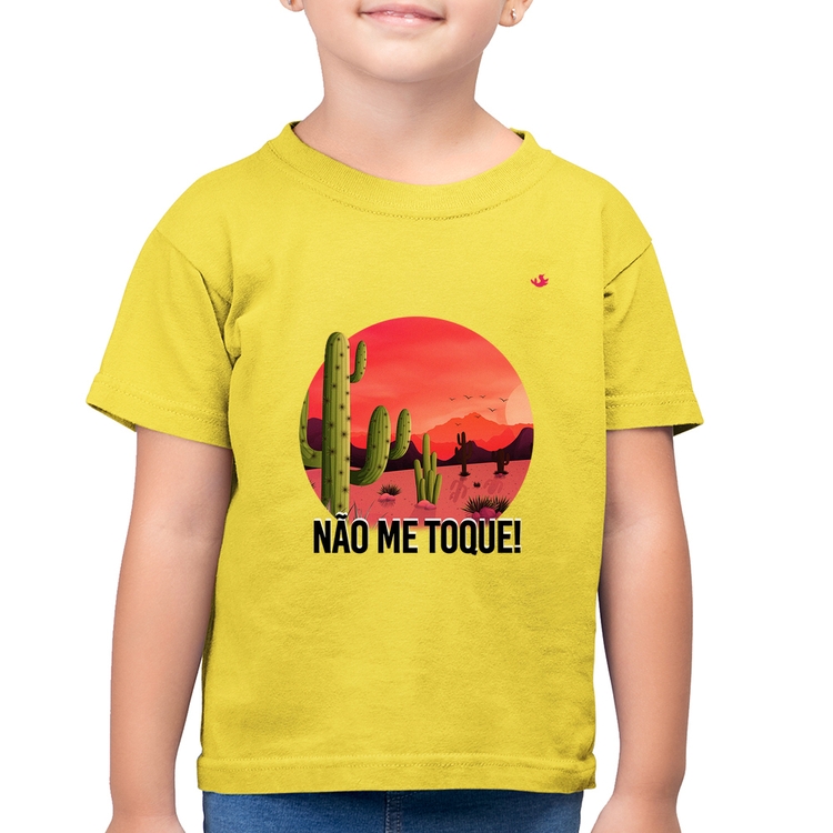 Camiseta Algodão Infantil Não me toque! - Amarelo Canário