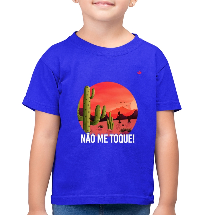 Camiseta Algodão Infantil Não me toque! - Azul Royal