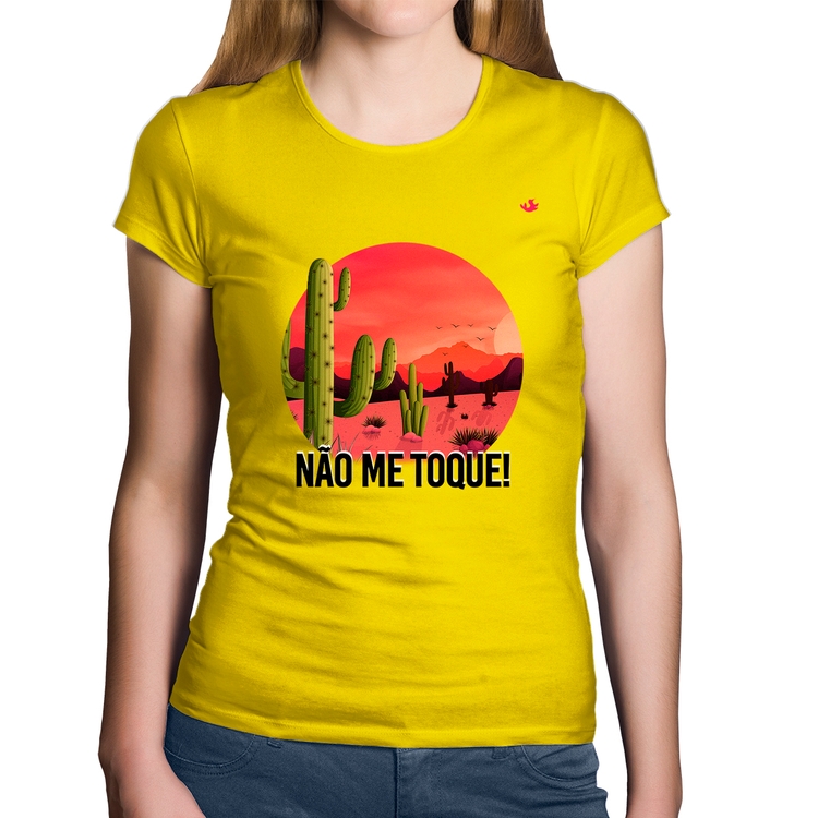 Baby Look Algodão Não me toque! - Amarela