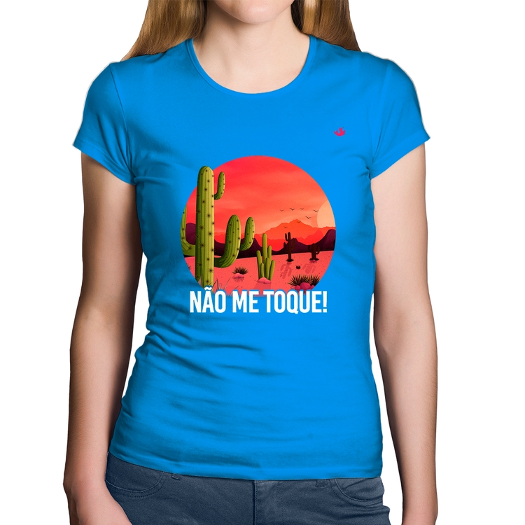 Baby Look Algodão Não me toque! - Azul