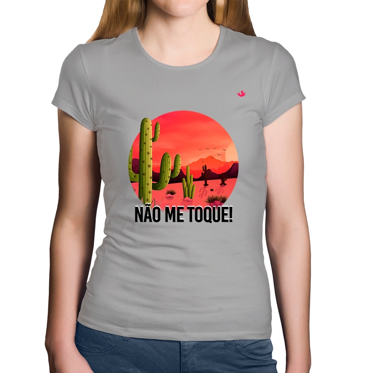 Baby Look Algodão Não me toque! - Cinza