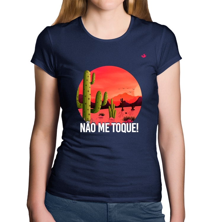 Baby Look Algodão Não me toque! - Marinho