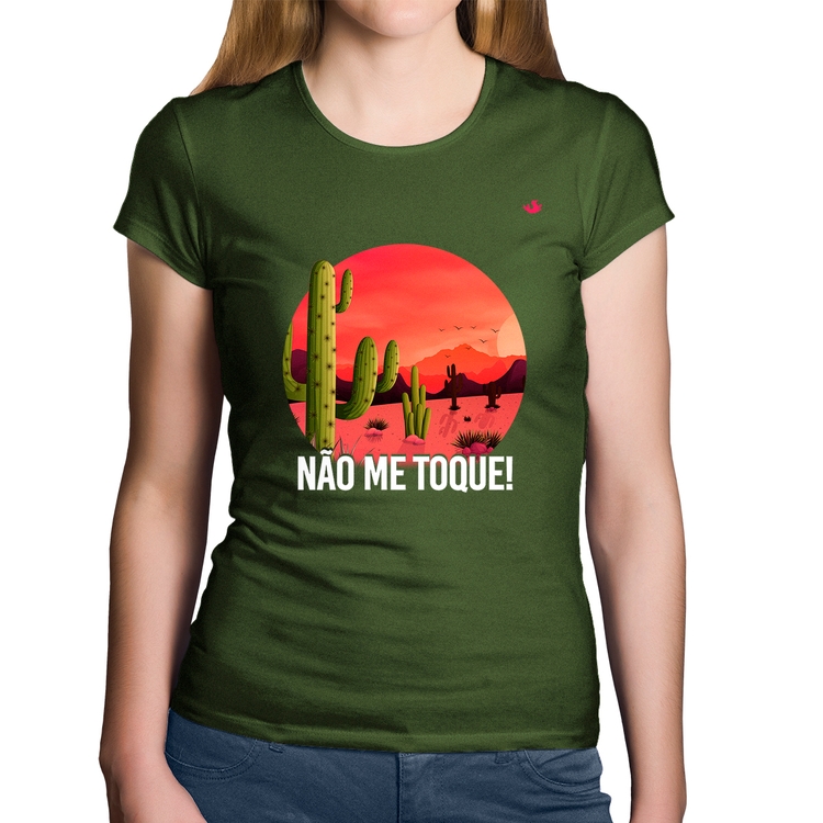 Baby Look Algodão Não me toque! - Musgo