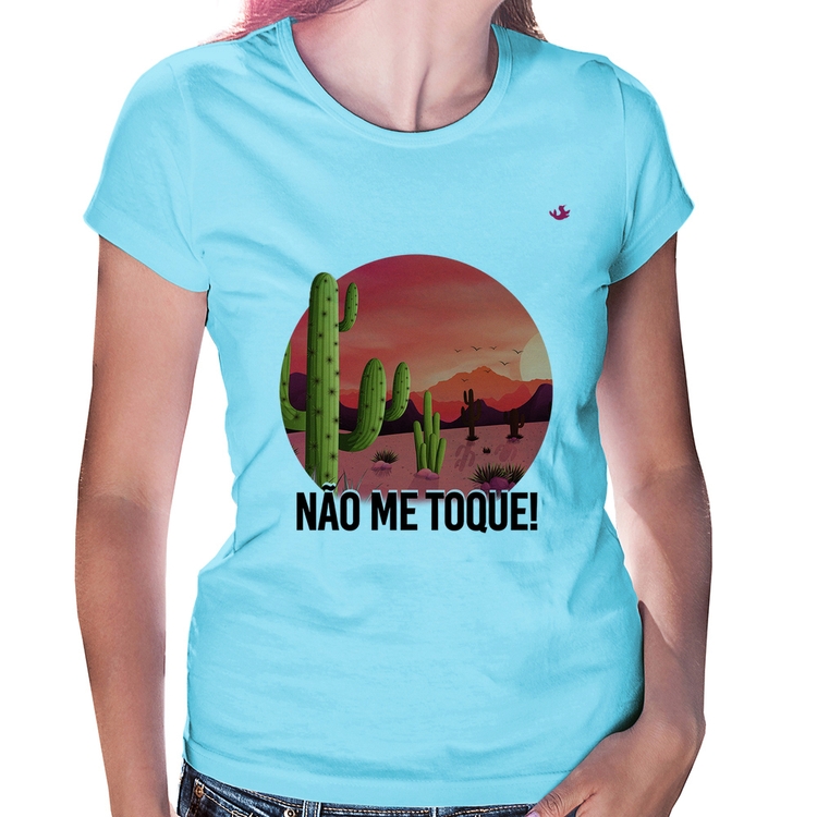 Baby Look Não me toque! - Azul Bebê