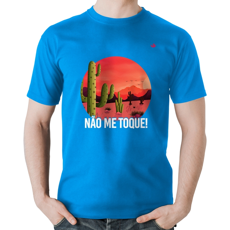 Camiseta Algodão Não me toque! - Azul
