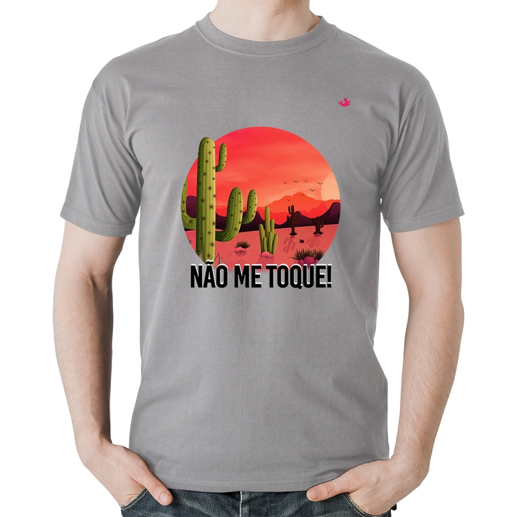 Camiseta Algodão Não me toque! - Cinza