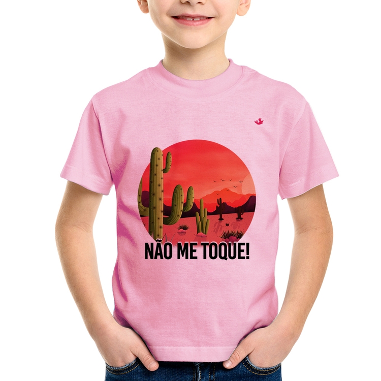 Camiseta Infantil Não me toque! - Rosa Bebê