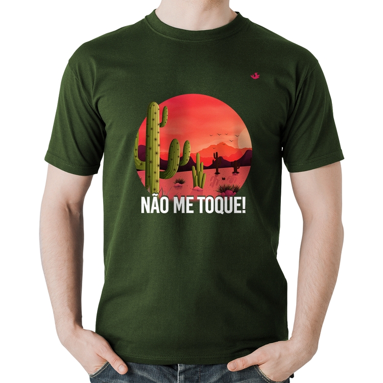 Camiseta Algodão Não me toque! - Musgo