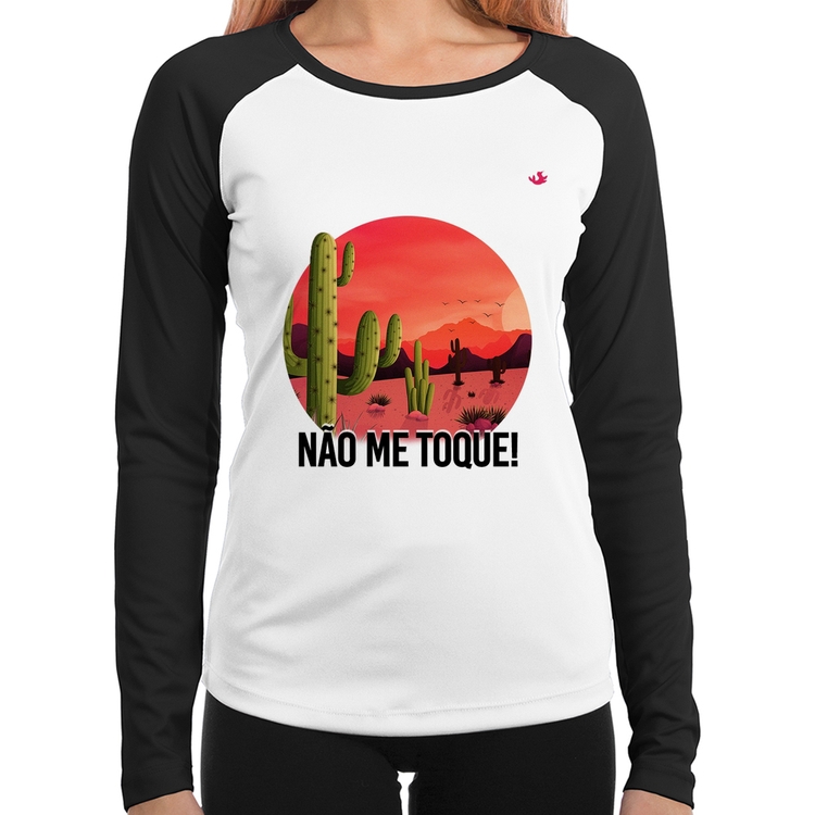 Baby Look Raglan Não me toque! Manga Longa