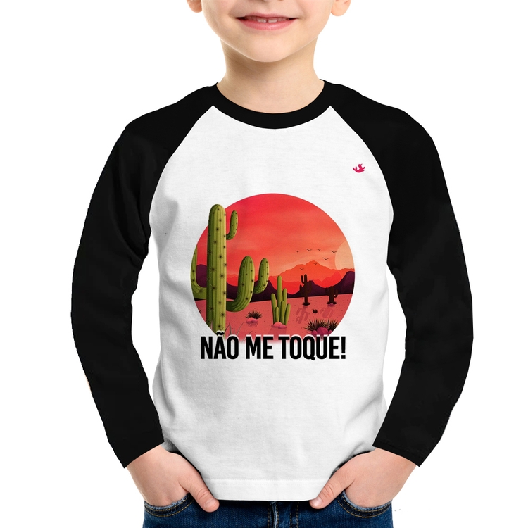 Camiseta Raglan Infantil Não me toque! Manga Longa