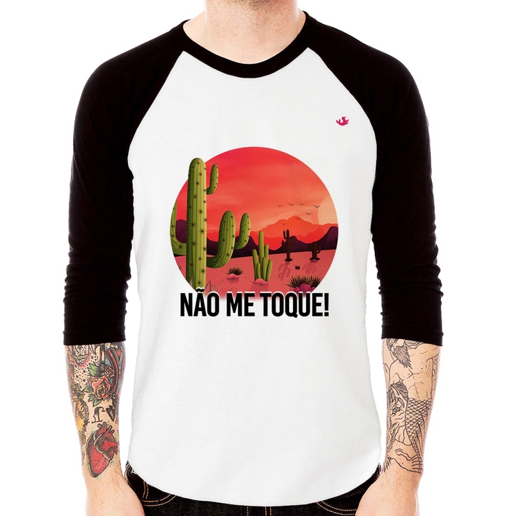 Camiseta Raglan Não me toque! Manga 3/4