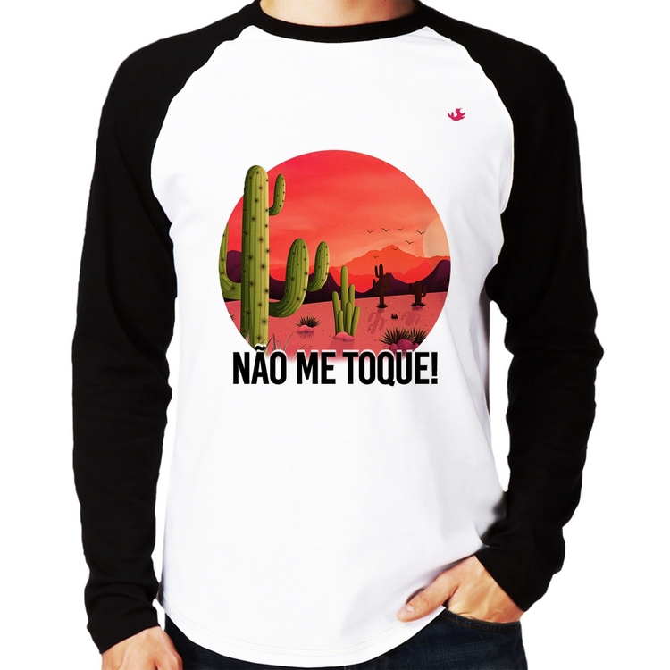 Camiseta Raglan Não me toque! Manga Longa