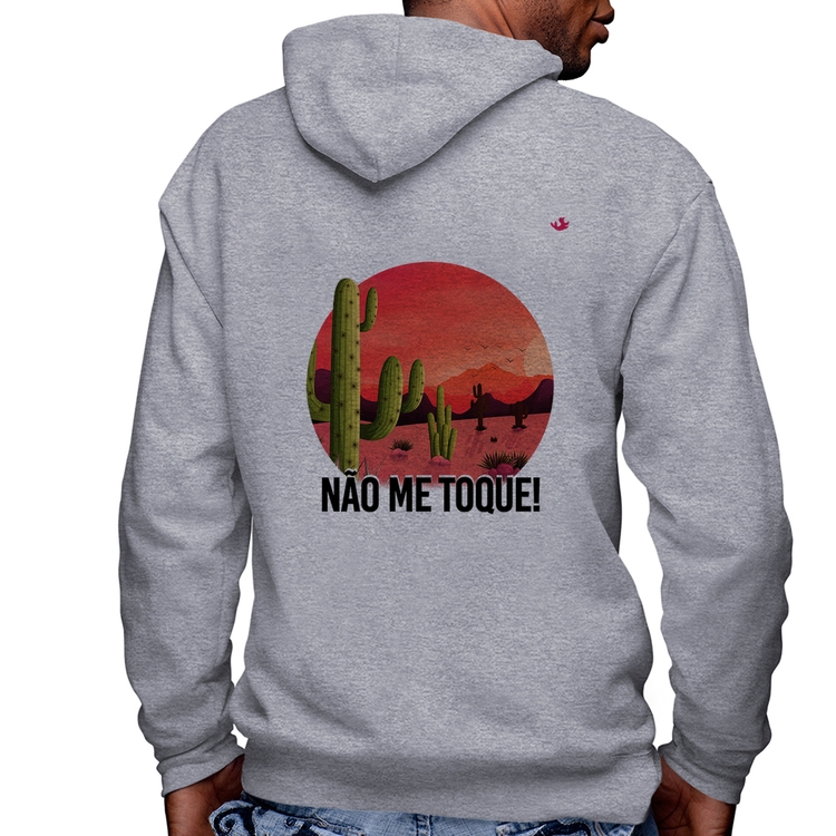 Blusa Moletom Não me toque! Masculina com Capuz e Zíper - Mescla
