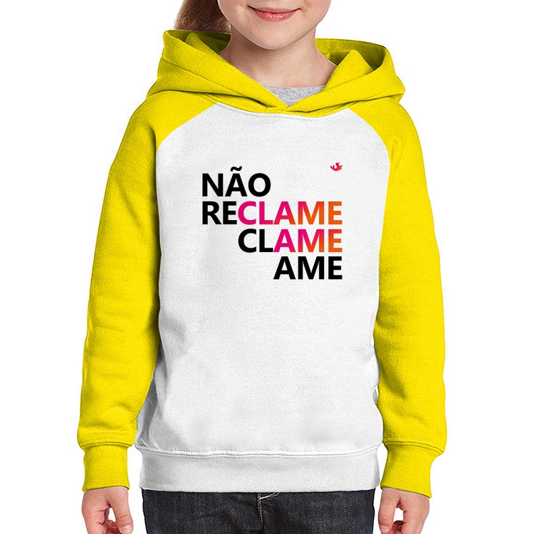Moletom Infantil Não reclame, clame, ame - Branco/Amarelo