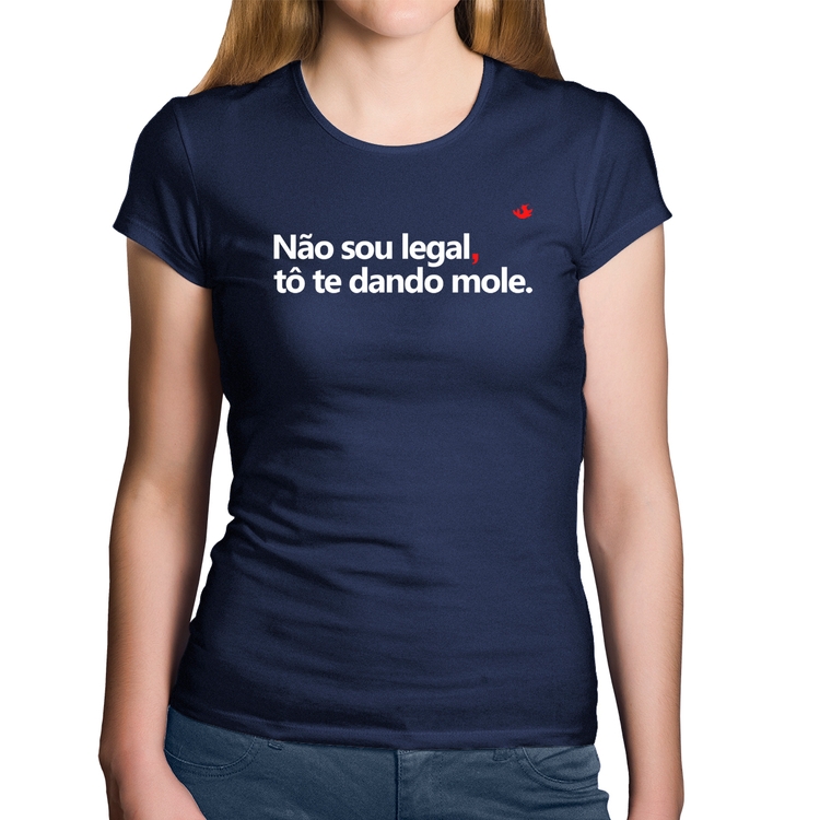 Baby Look Algodão Não sou legal, tô te dando mole - Marinho