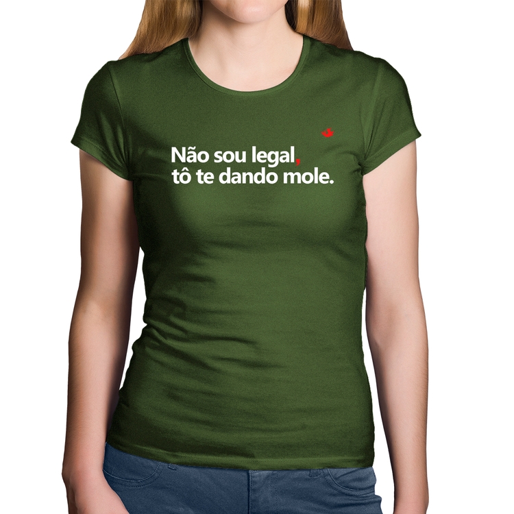 Baby Look Algodão Não sou legal, tô te dando mole - Musgo