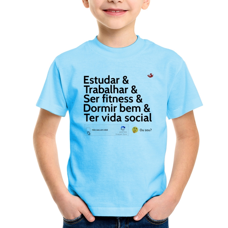 Camiseta Infantil Não sou um robô... ou sou? - Azul Bebê